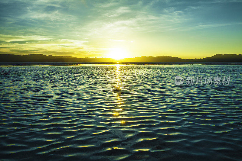 Sunset on salt lake